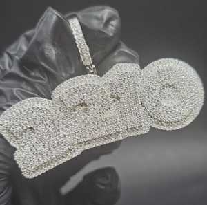 Hip Hop 925 Sterling <b>Silver</b> <b>Pendant</b> Custom Iced Out <b>Pendant</b> Name <b>Initial</b> Personalized Custom VVS Moissanite <b>Pendant</b> for Gift Men - Product Image 1
