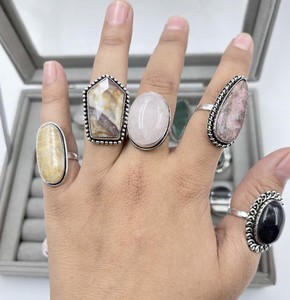 Natural Assorted Gemstone <b>Silver</b> Plated <b>Rings</b> Assorted <b>Rings</b> <b>Set</b> Wholesale Ready <b>Rings</b> Bulk Jewelry Supplier - Product Image 3