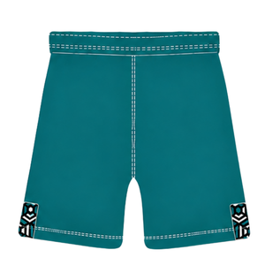 Pantalones Cortos de Rugby Color Verde Azulado Oscuro y Blanco, Cintura Elástica con Cordón, Ribete en Contraste, Personalizables, Transpirables, para Entrenamiento Deportivo en Equipo - Product Image 2