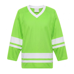 manufacturer lime green Ice Hockey Jersey Professional printed design custom team name durable <b>athletic</b> wear team training - Product Image 1