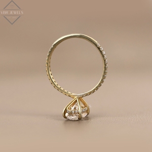 Bague de luxe en diamant marquise en or jaune avec pavé de diamants, pour fiançailles, mariage, bijoux de mariée, cadeau pour femme, fournisseur de bijoux fins - Product Image 2