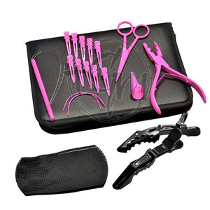 Kit d'outils de précision pour extensions de cheveux, pinces, aiguilles à boucle, crochets, perles et clips pour l'installation professionnelle d'extensions de cheveux - Product Image 2
