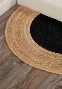 พรมและพรมปูพื้นทรงครึ่งวงกลม ดีไซน์ทันสมัย ผลิตด้วยเครื่องจักร เป็นมิตรกับสิ่งแวดล้อม ทำจากปอกระเจาและผ้าฝ้าย ใช้ตกแต่งได้ กลับด้านได้ ไม่ลื่น - Product Image 3