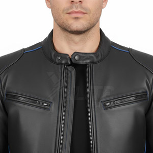 Blouson de moto classique pour homme en cuir durable, imperméable, coupe-vent, avec taille et manches ajustables, détails de sécurité, design moderne - Product Image 6