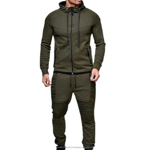 Ropa deportiva informal para hombre, conjunto de 2 piezas, Sudadera con capucha transpirable estampada, bolsillos con cremallera, pantalones largos, Color sólido, buena ropa deportiva, chándales - Product Image 1