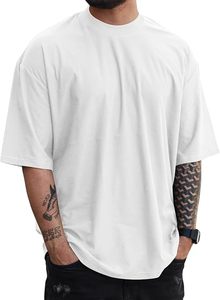 เสื้อยืดโอเวอร์ไซส์ผ้าฝ้ายแท้ 100% น้ำหนัก 220 กรัม พิมพ์ลายตามสั่งที่ไหล่ สไตล์ฮิปฮอป ไซส์พลัส ผ้าฝ้ายแท้ 100% ทรงบ็อกซี่ สำหรับผู้ชาย - Product Image 1