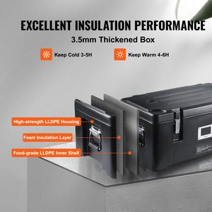 Contenitore Termico Impilabile da 36Qt per Alimenti, Scatola Calda per Catering con 3 Vaschette in Acciaio Inossidabile, Caricamento dall'Alto, in LLDPE, Scaldavivande in Plastica - Product Image 3