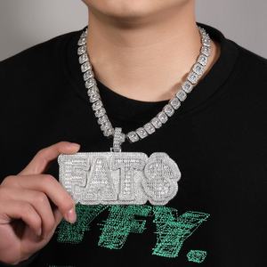 Collar de Plata de Ley S925 con Colgante de Letra Personalizada, Joyería Hip Hop de Lujo con Moissanita Baguette, Joyería Fina - Product Image 2