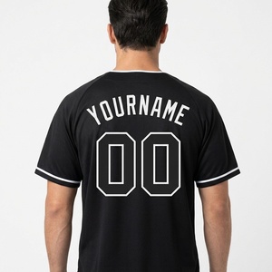 Maillot de baseball personnalisé pour hommes, manches courtes, noir, polyester, évacuation de l'humidité, nom et numéro de l'équipe imprimés, coupe régulière, toutes saisons - Product Image 2