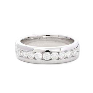 Bague de mariage en or blanc 14 carats avec 10 diamants ronds de 3 mm cultivés en laboratoire, sertis en canal, certifiée IGI, pour anniversaire - Product Image 2