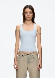 Débardeur côtelé blanc personnalisé pour femme, coupe ajustée, sans manches, col rond, basique, décontracté, sportif, fabricant de marques privées - Product Image 2