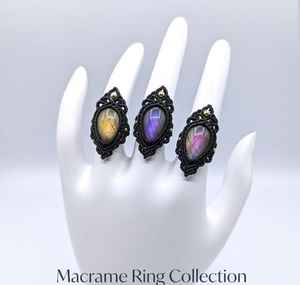 Vente en gros de bagues en macramé bohème avec pierres précieuses |   Fournisseur en gros de bijoux artisanaux tissés |   Mangalmay Corporation Jaipur Inde - Product Image 3