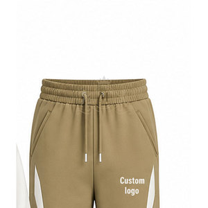 Custom Logo Khaki White Color Blocking Tracksuit 100% Set Full <b>Zip</b> <b>Hooded</b> 450 Gsm Sweatshirt Pants - Product Image 6