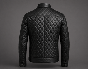 Veste en cuir noir pour homme de qualité supérieure, col montant, fermeture éclair, coupe classique, pour l'automne - Product Image 4