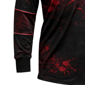 Maillot de paintball sublimé noir et rouge à manches longues et col en V pour homme, modèle 2026, le plus vendu, en polyester anti-humidité, vêtement de sport - Product Image 5