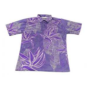 Maillot tropical violet personnalisé pour homme, en polyester respirant, imprimé feuilles par transfert thermique, style hawaïen décontracté - Product Image 2