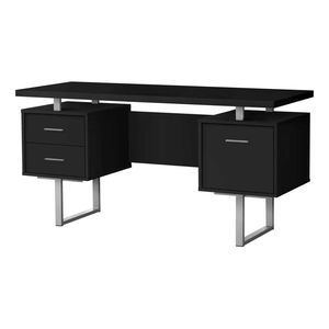 Scrivania per Computer Contemporanea da 60 Pollici per Ufficio Domestico, Laminato Nero, Finitura in Metallo Grigio, Configurazione Sinistra/Destra per Laptop, Include Spazio di Archiviazione - Product Image 2