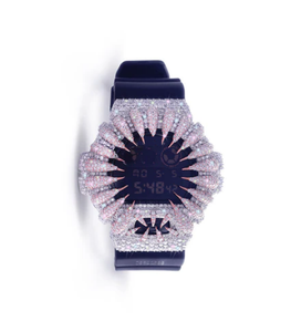 Montre numérique de luxe pour femme en acier inoxydable, boîtier incrusté de diamants, cadran saphir 40 mm, affichage LED, étanche 10 bars - Product Image 1