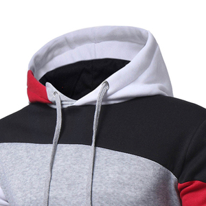 Sudadera con Capucha para Hombre, Diseño de Bloques de Color, Estilo Casual, Manga Larga, Tejido de Punto en Rojo, Negro, Blanco y Gris - Product Image 3