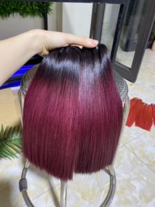 Venta al por mayor de cabello humano liso de hueso BundlesSuper doble dibujado cabello virgen color púrpura Super doble dibujado cabello crudo - Product Image 5