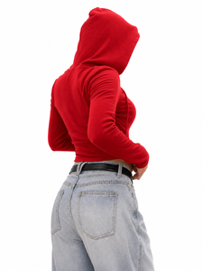 Wholesale Sexy Women's <b>Cropped</b> <b>Zip</b> <b>Up</b> Hoodies Solid Color Slim Fit Drawstring Lightweight Cotton Blend Custom Logo Manufacturer - Product Image 6