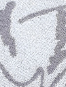 Suéter de Cuello Redondo para Hombre, Color Blanco con Patrón Abstracto Gris, Manga Larga, Tejido Transpirable a Máquina - Product Image 5