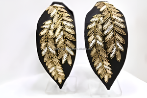 Serre-tête lumineux fait main, léger et élégant, avec fleur nouée, broderie tendance, accessoires en tissu de style américain - Product Image 4