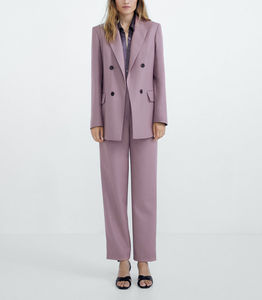 Conjunto de Traje de Blazer de 3 Piezas para Mujer, Color Sólido, Transpirable, para Oficina, Reuniones Formales, con un Solo Botón y Manga Larga - Product Image 1