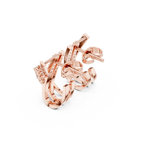 Pendientes de Aro Bali con Circonitas Florales en Plata de Ley 925 Chapada en Oro Rosa de 18K, Joyería Elegante y Moderna para Mujer - Product Image 4