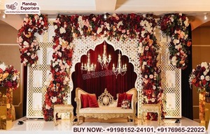 Classy & Chic Theme Engagement Stage <b>Panel</b> Decor Grand Palace Theme Wedding Stage <b>Mirror</b> Frames Rajasthani Jharokha Style <b>Mirror</b> - Product Image 4