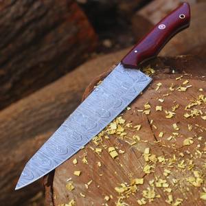 Couteau de chef AR KNIVES INDUSTRY de 8 pouces, forgé en damas, cœur VG10, ambidextre, style vintage, manche en bois, couteau de cuisine durable - Product Image 2