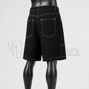 Pantalones Cortos de Mezclilla Holgados Personalizados para Hombre, 100% Algodón Orgánico, Lavado Vintage Ecológico, Estilo Cargo, Largura hasta la Rodilla - Product Image 4