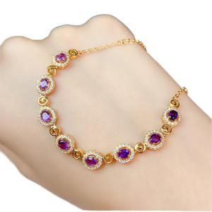 Bracelet de luxe pour femme en argent sterling 925 plaqué or 18 carats avec améthyste naturelle, chaîne à maillons, idéal pour les fêtes – Offre spéciale - Product Image 4