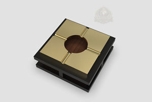 Cendrier de luxe en or pour l'Arabie Saoudite, cendrier moderne en métal et bois pour cigares, design du Golfe, Dubaï, Riyad - Product Image 5