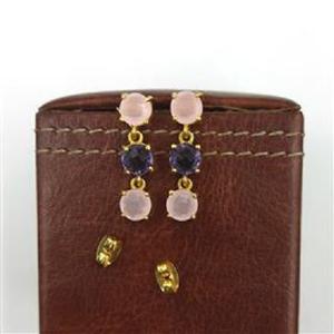 Pendientes colgantes de gemas redondas de rubí y amatista teñidos al por mayor, pendientes de gemas al por mayor con diseño moderno - Product Image 5