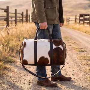 Sac de voyage en cuir de vachette de qualité supérieure, design robuste et portable avec fermeture éclair, pour hommes et femmes, usage sportif LHDB-0080 - Product Image 2