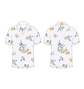 Mens White Floral Polo Shirt Yellow <b>Flower</b> Print Short Sleeve Casual Summer Golf Shirt - Product Image 6
