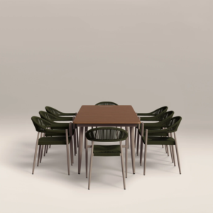 Juego de Mesa de Comedor Rectangular con Ocho Sillas Cómodas para Hogar, Villa, Restaurante, Uso en Exteriores - Product Image 3