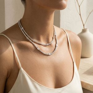 Wholesale 18K Gold Plated Waterproof Non Tarnish Stainless Steel Tennis Necklace with Custom Packaging - Product Image 1