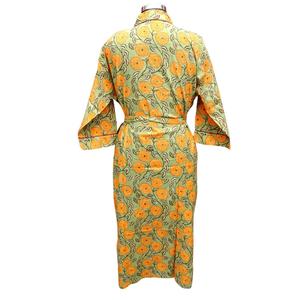 Bata Larga Estampada Floral para Mujer, Cuello en V, Manga Tres Cuartos, 100% Algodón Suave, Estilo Casual de Verano, Cierre con Cinturón, Transpirable - Product Image 6