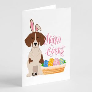 Whimsical A7 tamaño 5x7 rojo Piebald Dachshund Pascua tarjetas de felicitación Paquete de 8 tarjetas de nota en blanco con sobres - Product Image 1