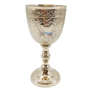 Pirinç şarap kadehi oyulmuş bitirmek şarap bardağı Metal el sanatları Drinkware cam düğün hediyesi nedime hediye dekor şarap kadehler