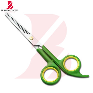 Ciseaux de coiffure dégradés à double couleur vert et jaune avec manche en plastique, 6,75 pouces, pour usage professionnel en salon - Product Image 2