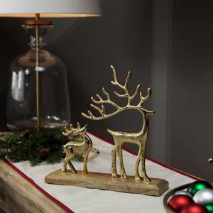 <b>Red</b> Metal Deer <b>Candle</b> Holder with Wooden Base Christmas Tabletop Decor Holiday Ornament Traditional Animal Design Gifts Object - Product Image 6