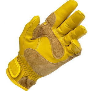 Yellow Leather Gloves With <b>Light</b> Brown Suede Leather <b>Panels</b> Motorbikes Gloves Racing Motorbike Leather Gloves - Product Image 5