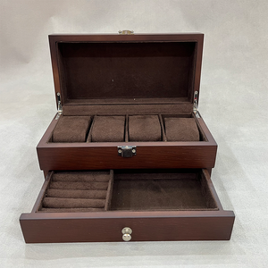 Boîte à montres et bijoux en bois de luxe, logo personnalisé, boîte de rangement multifonction avec tiroir pour montre, collier, bague - Product Image 6