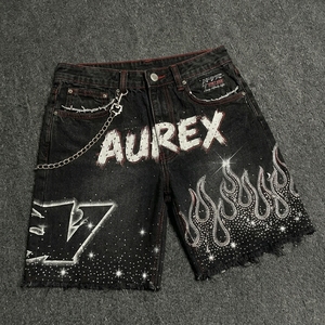 Cropped <b>Studded</b> Streetwear <b>Men's</b> Summer Custom T Shirt & Shorts Set Custom Screen Printed Acid Wash T Shirt Set 100% Cotton - Product Image 4