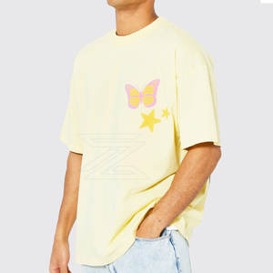 Camiseta de Algodón Suave de Corte Holgado con Estampado Puff, Tejido Transpirable, Ropa Casual Urbana Moderna con Estampado Puff - Product Image 2