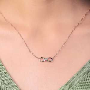 Collier en agate mousse infinie et moissanite, pendentif gravé en forme de feuille, or blanc, bijoux fins de luxe pour femmes, OEM ODM - Product Image 4
