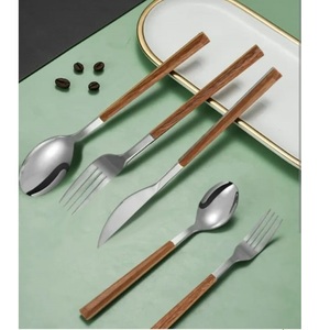 Vaisselle en bois, cuillères et fourchettes écologiques pour restaurants et hôtels, ensemble de cuisine en bois pour table - Product Image 4